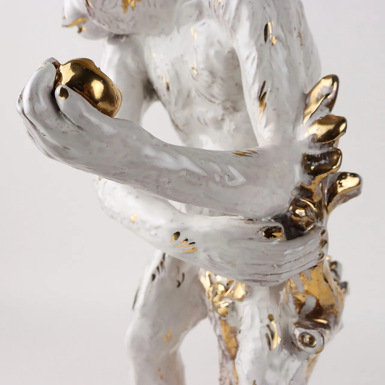 Glazed and gilded terracotta monkey sculpture, 1950s 4