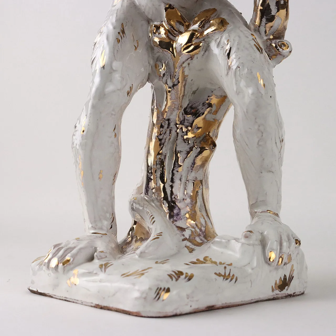 Glazed and gilded terracotta monkey sculpture, 1950s 5