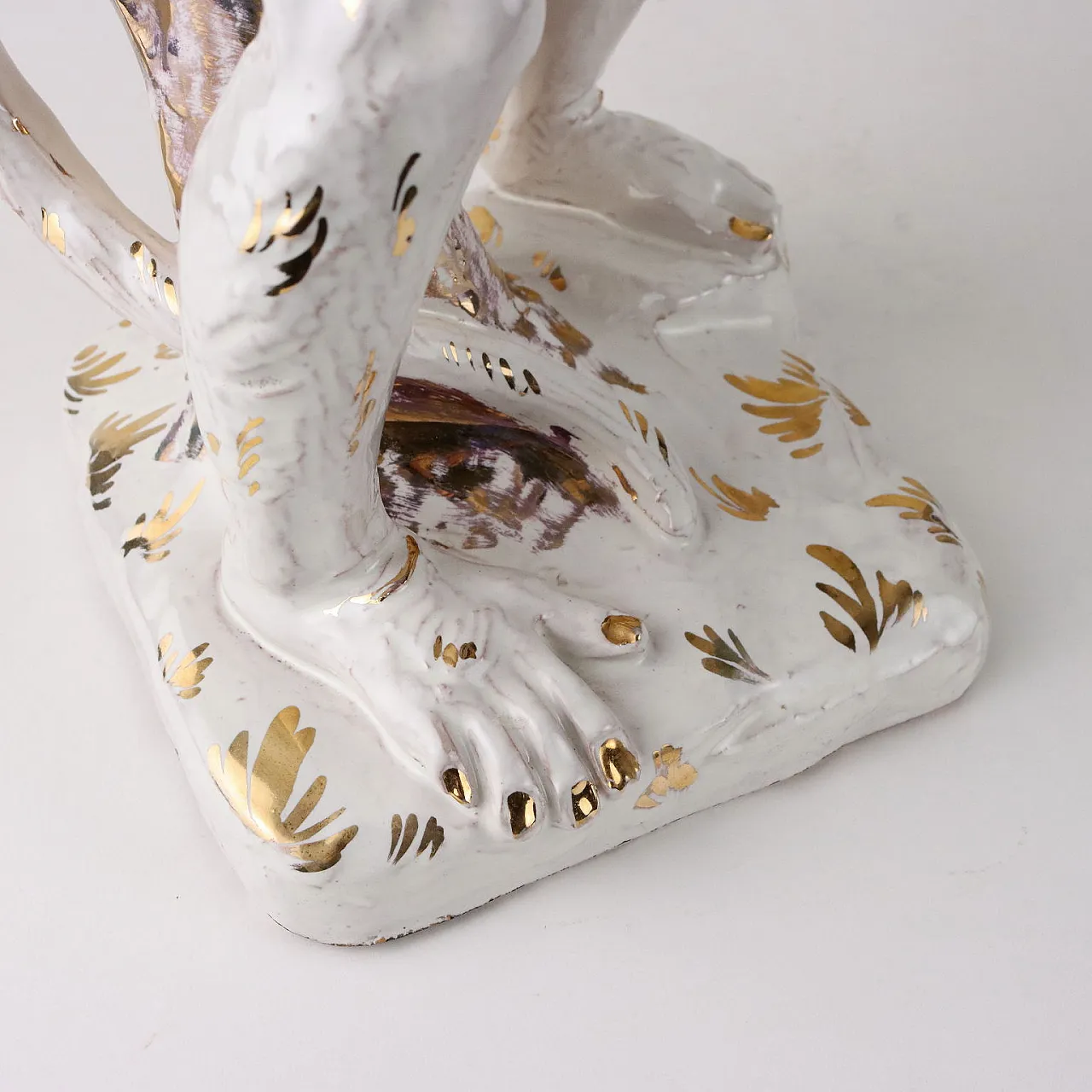 Glazed and gilded terracotta monkey sculpture, 1950s 6