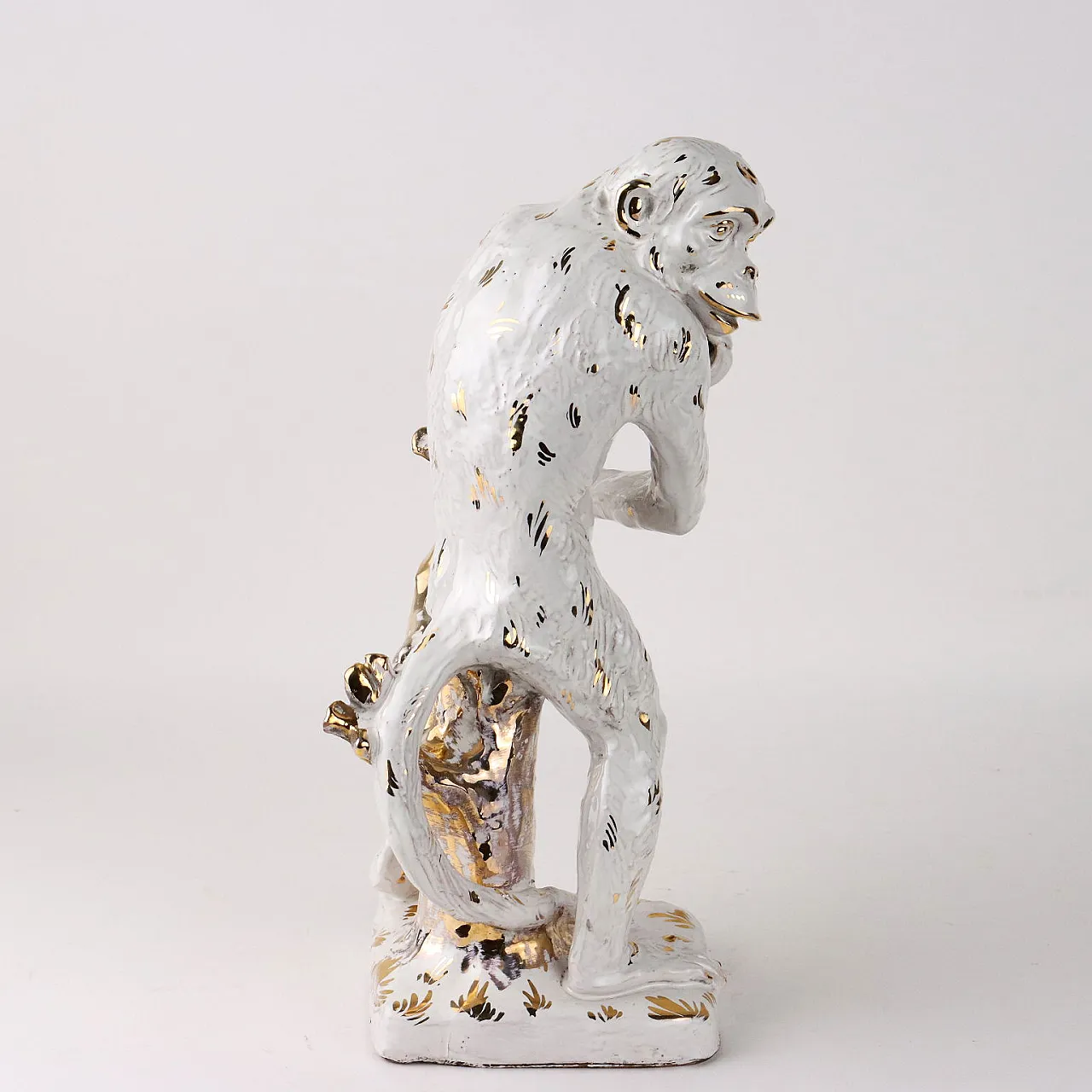 Glazed and gilded terracotta monkey sculpture, 1950s 8