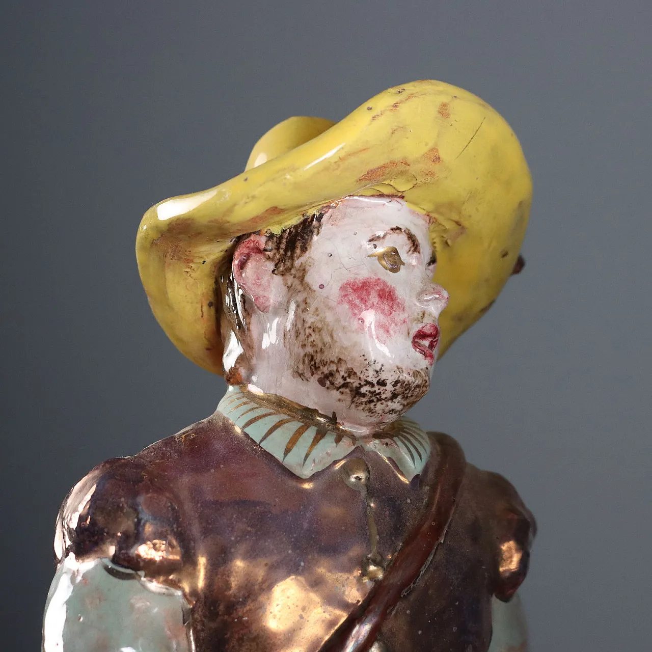 Scultura in terracotta invetriata di Don Chisciotte e Sancho Panza di Trevir 7