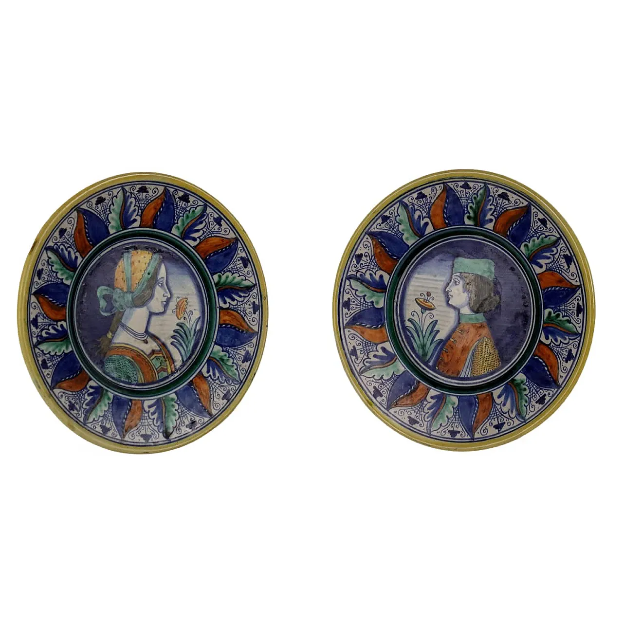 Coppia di piatti in maiolica, Manifattura Deruta, fine '900 1