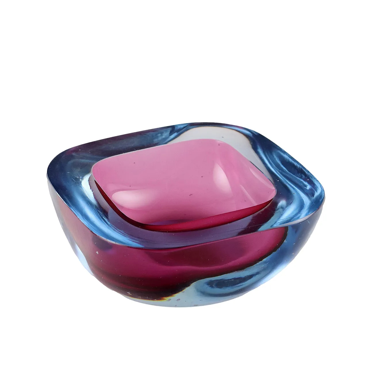 Ciotola quadrato in vetro Sommerso alla maniera di Seguso, anni '60 1