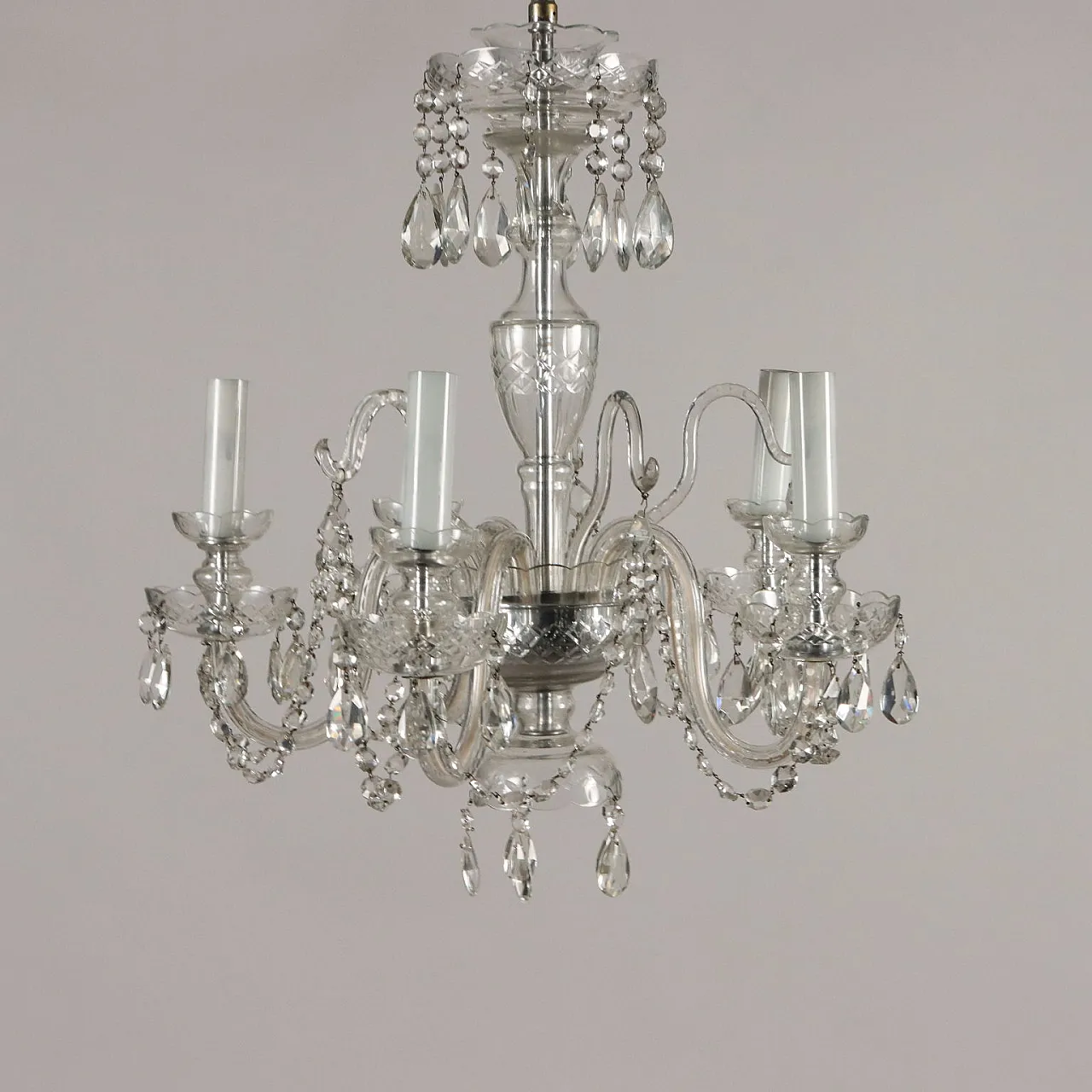 Lampadario a cinque luci in cristallo di Boemia 1