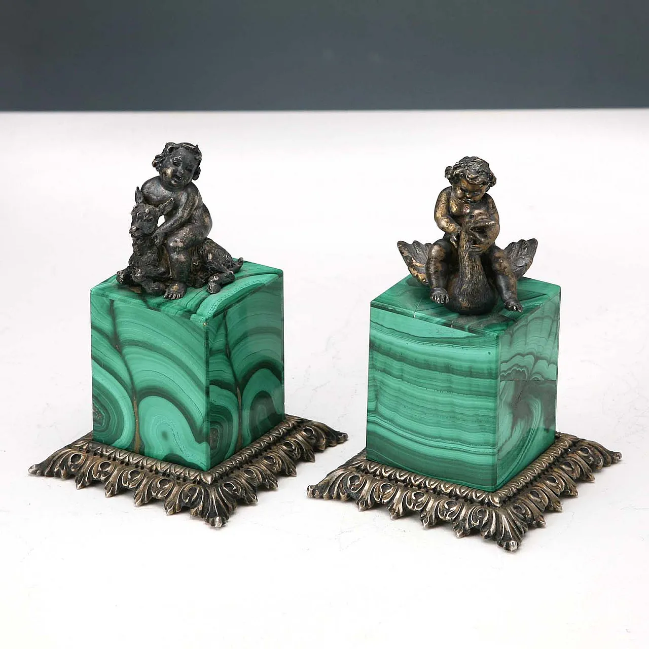 4 Silver sculptures, scenes of children with animals, 20th century 3