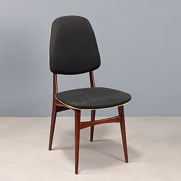 Sedia da pranzo in legno e in tessuto grigio, '900