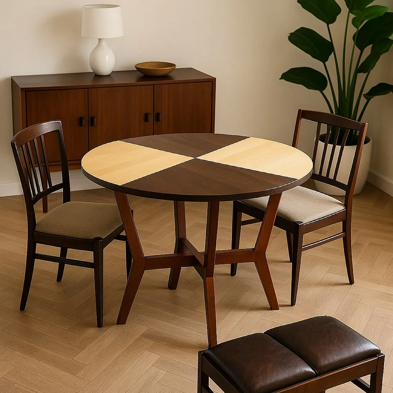 Tavolo Prisma Collection in frassino impiallacciato, anni '50 2