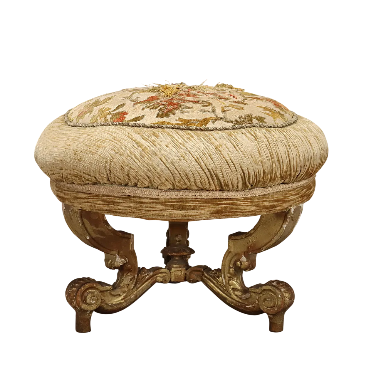 Carved and gilded wooden stool, late 19th century 9