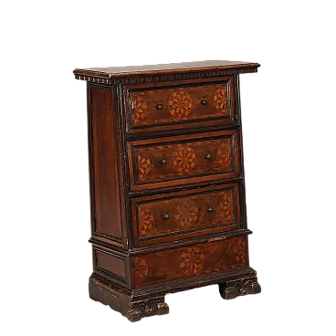Baroque walnut bedside table made from a kneeler, 17th century