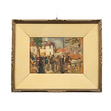 Vittore Antonio Cargnel, oil on cardboard with frame, 20th century