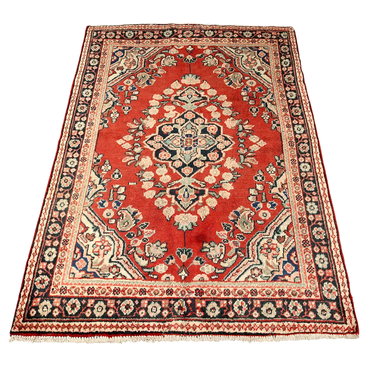 Handmade Mahal cotton and wool rug, big knot, 20th century 8