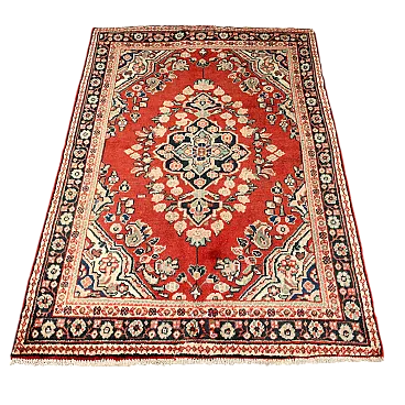 Handmade Mahal cotton and wool rug, big knot, 20th century