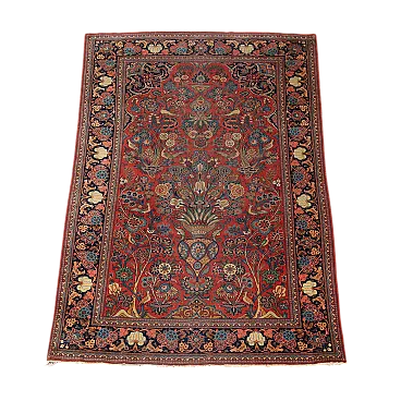 Keshan cotton and wool rug, fine knot, handcrafted, 20th century