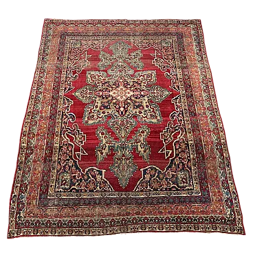 Kerman Laver cotton and wool rug, extrafine knot, 20th century
