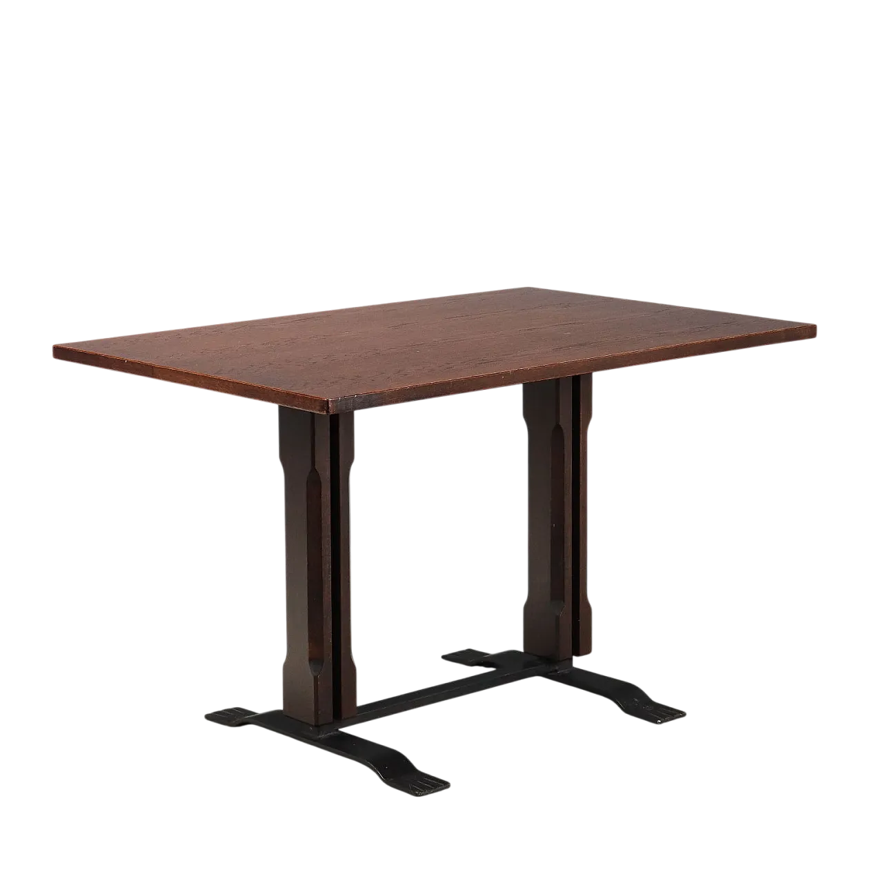 Enameled metal table and exotic wood veneer, 20th century 9