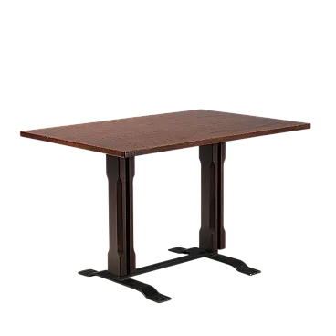 Enameled metal table and exotic wood veneer, 20th century