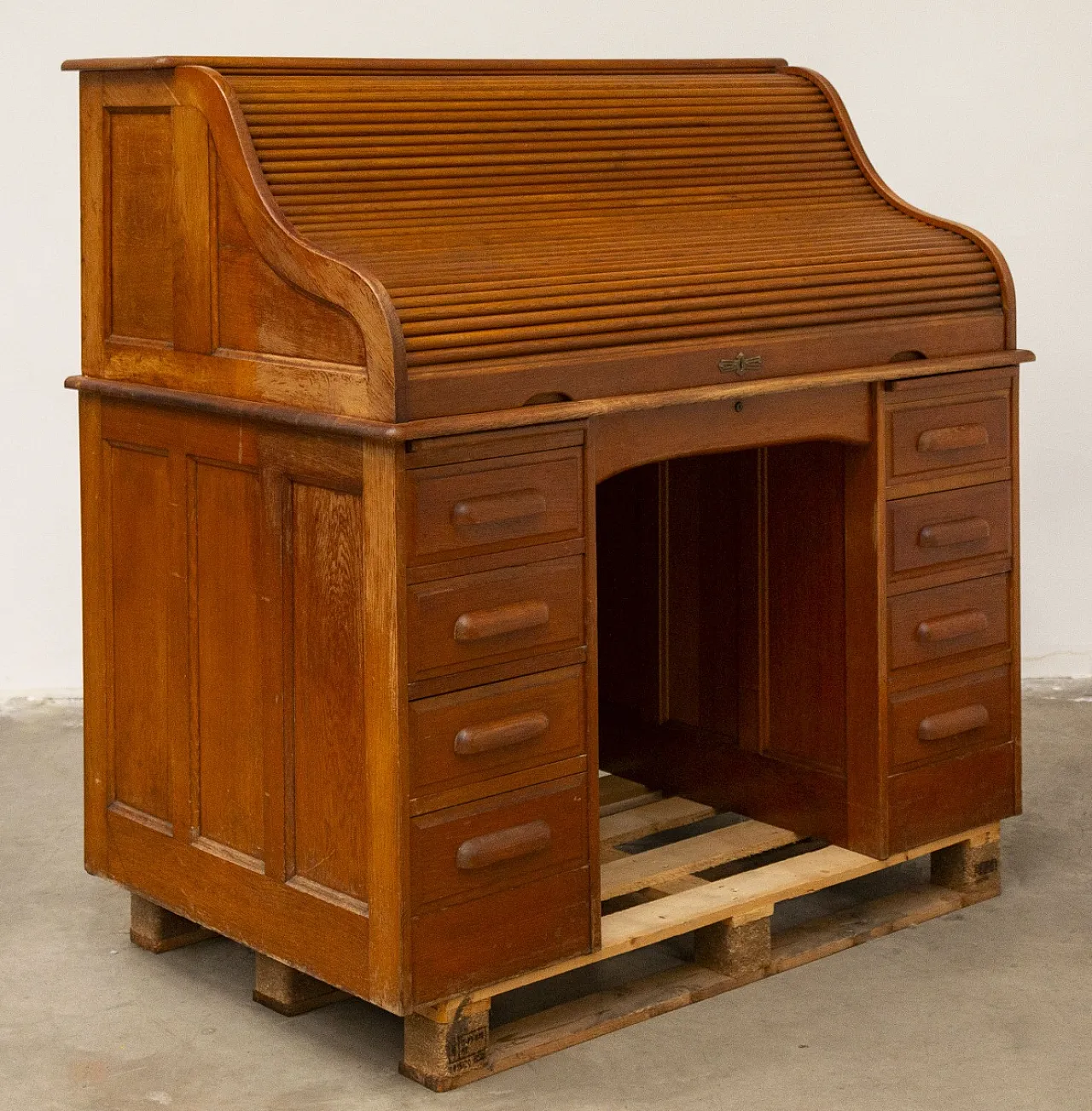 Scrivania ministeriale americana in legno, anni '40 4