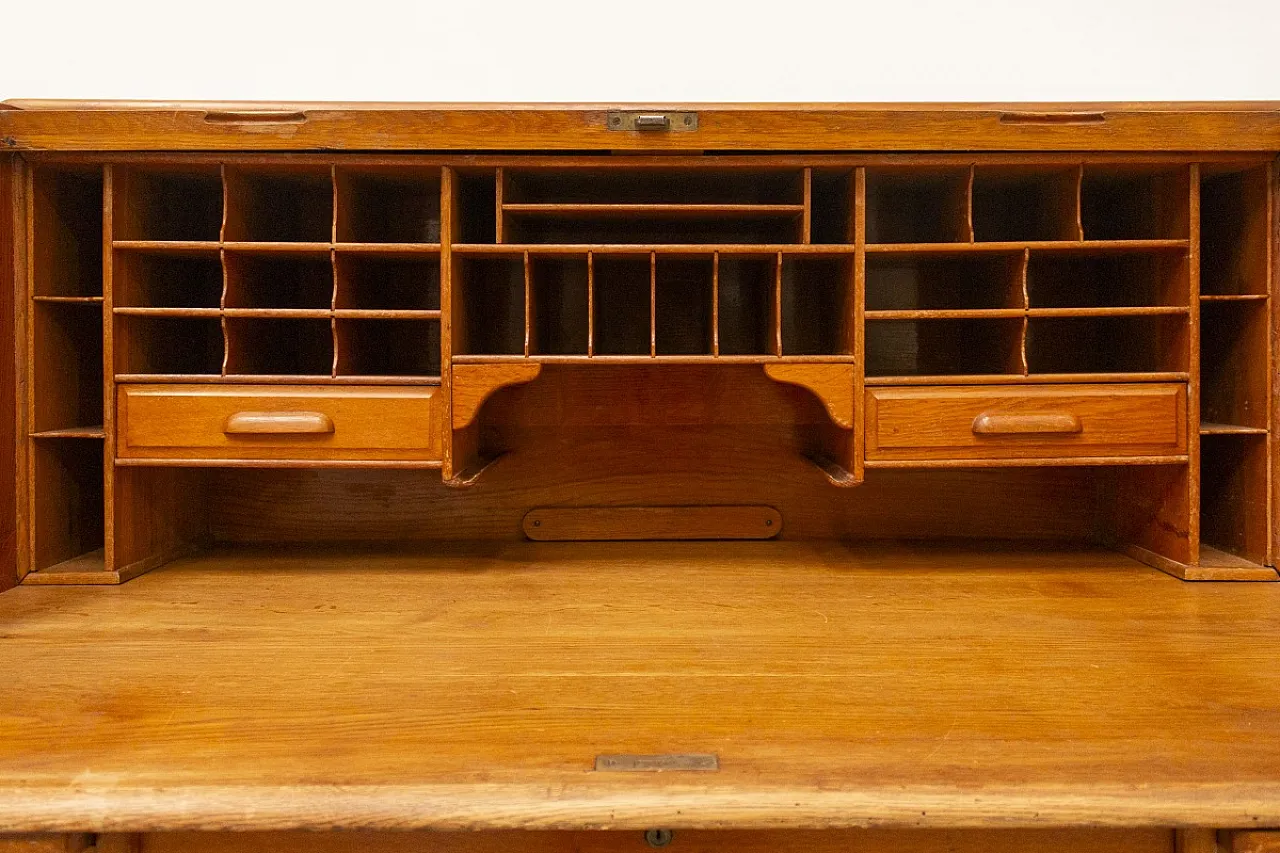 Scrivania ministeriale americana in legno, anni '40 12