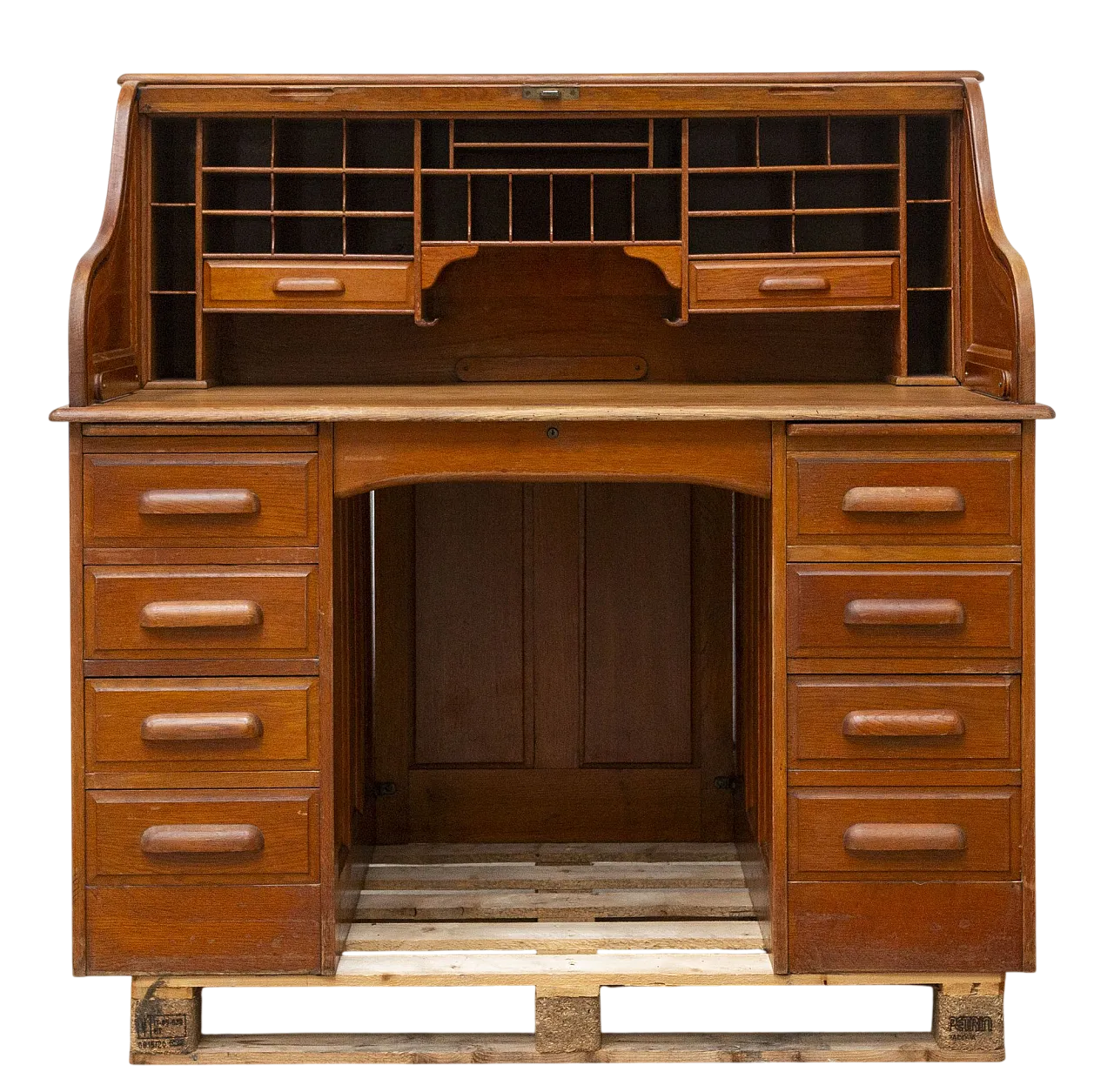 Scrivania ministeriale americana in legno, anni '40 21