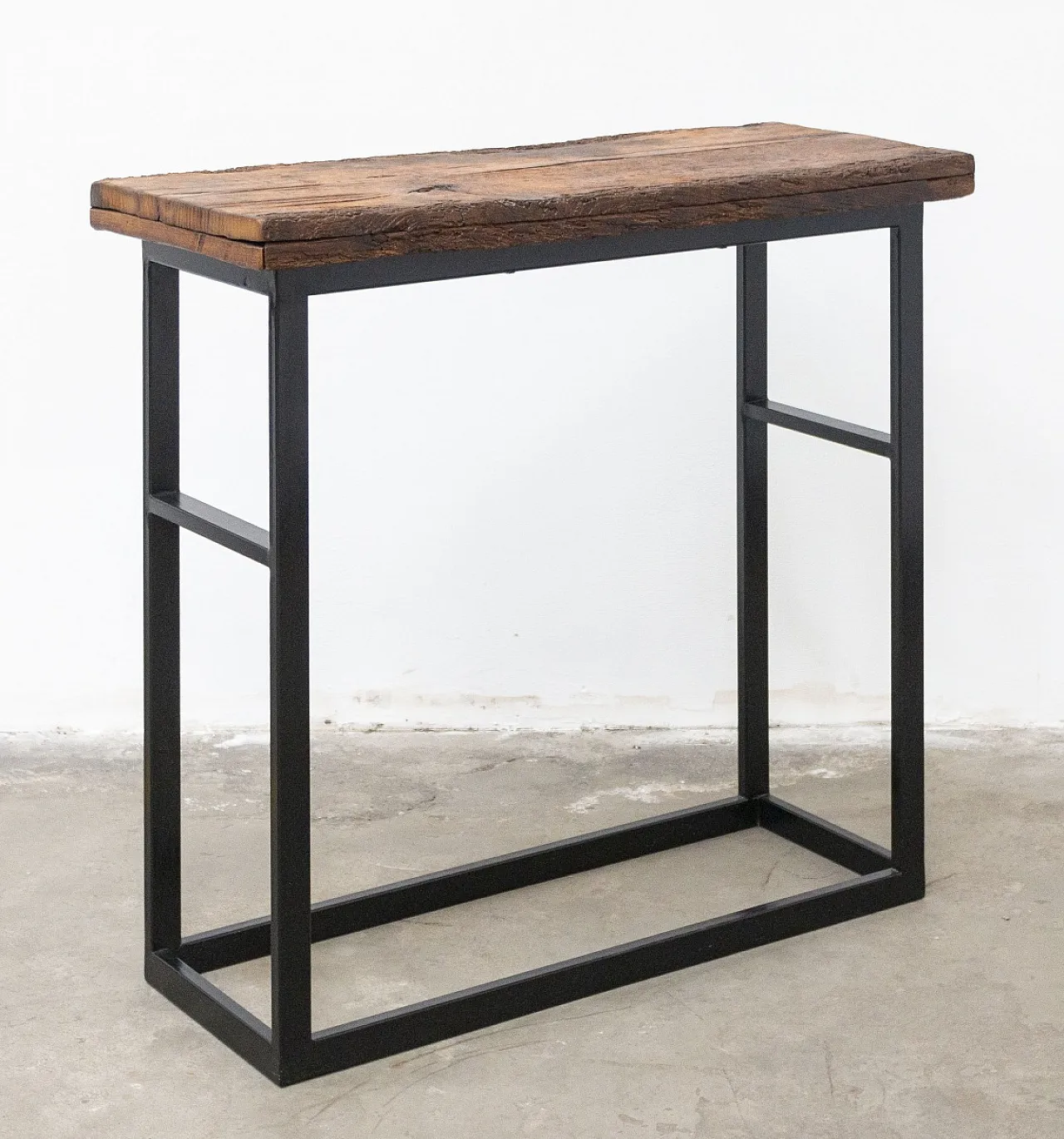 Consolle da ingresso in rovere antico e ferro, '900 2