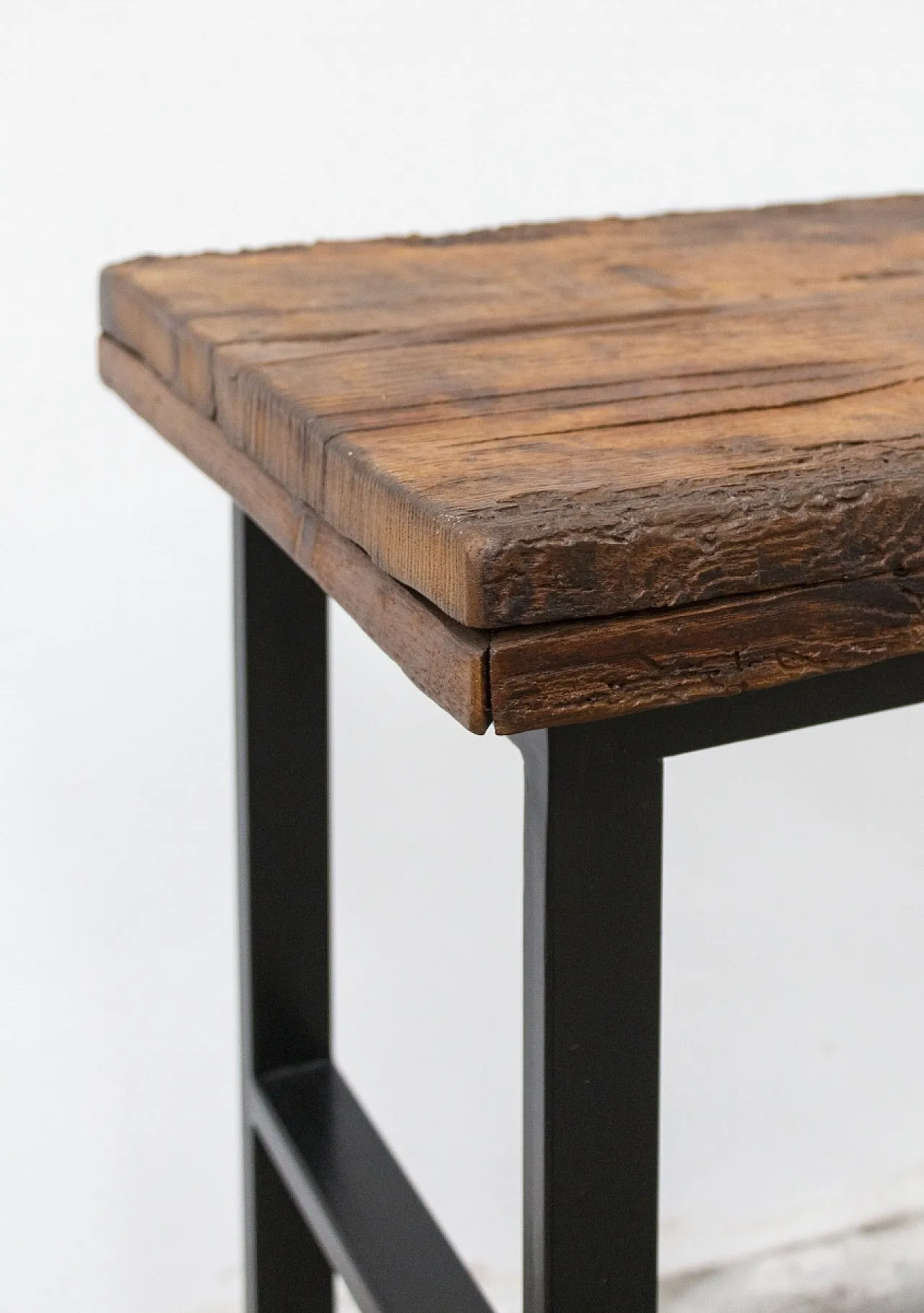 Consolle da ingresso in rovere antico e ferro, '900 5