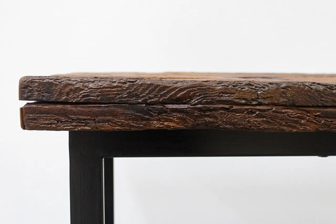 Consolle da ingresso in rovere antico e ferro, '900 6