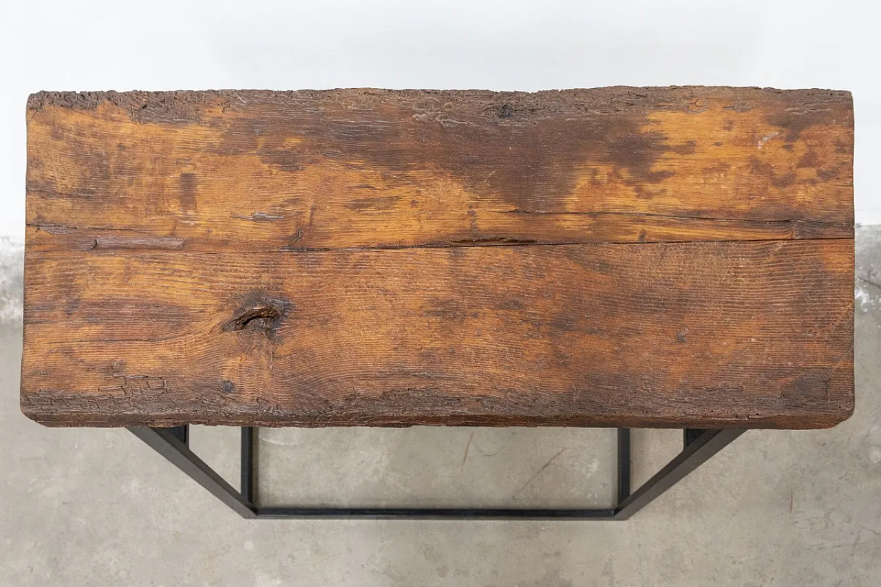 Consolle da ingresso in rovere antico e ferro, '900 8