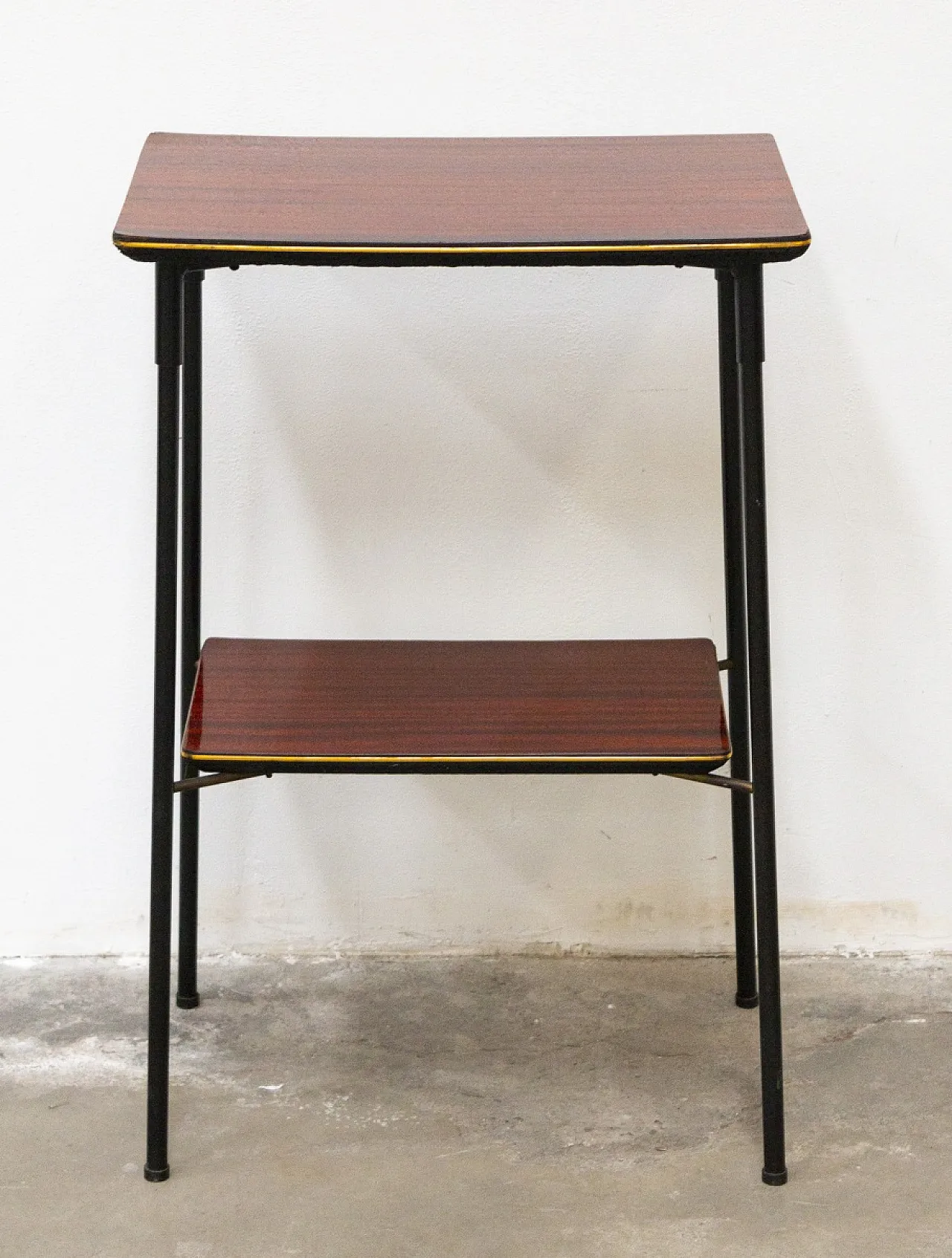 Tavolino a due ripiani in mogano e ottone, fine '900 3