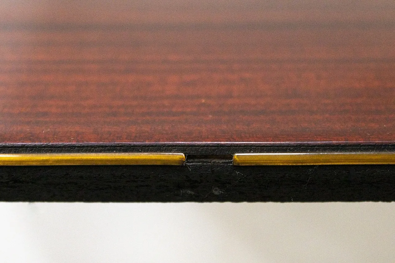 Tavolino a due ripiani in mogano e ottone, fine '900 4