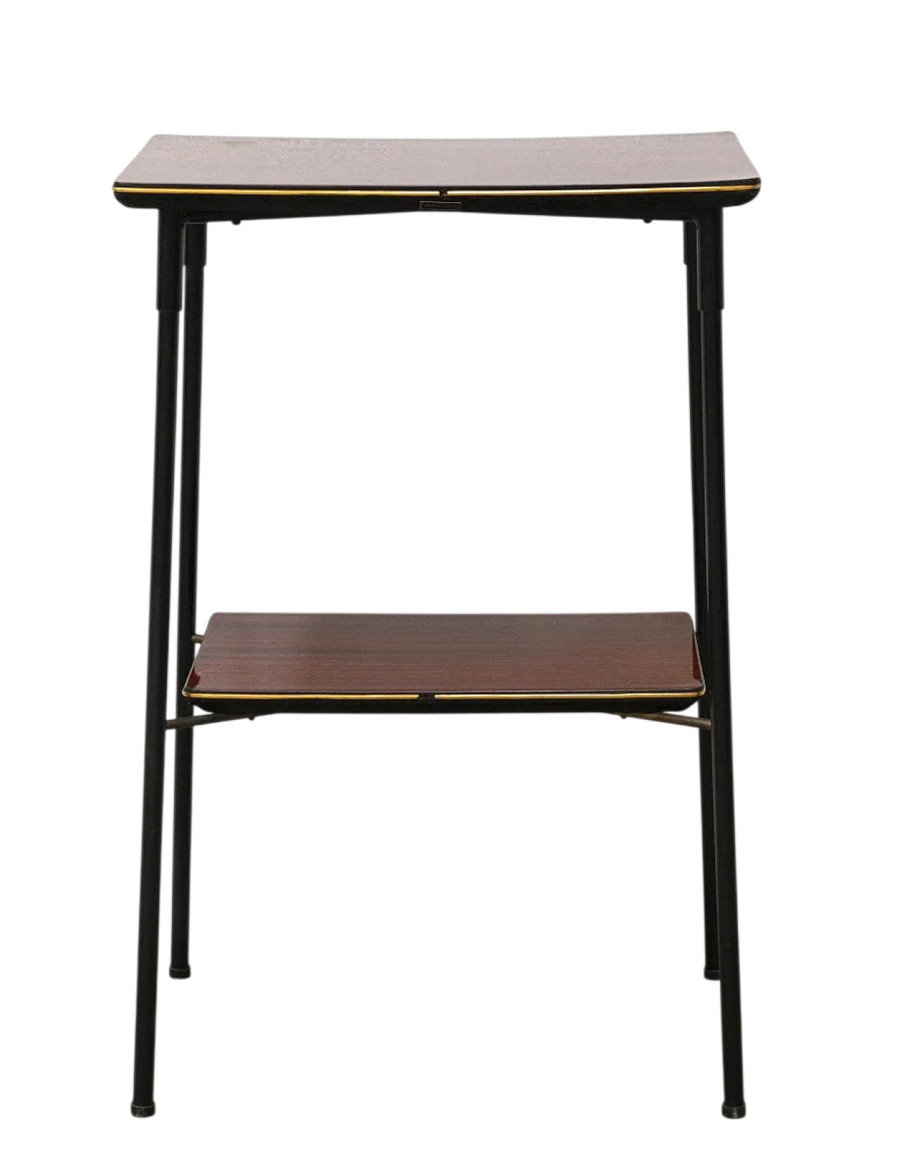 Tavolino a due ripiani in mogano e ottone, fine '900 14