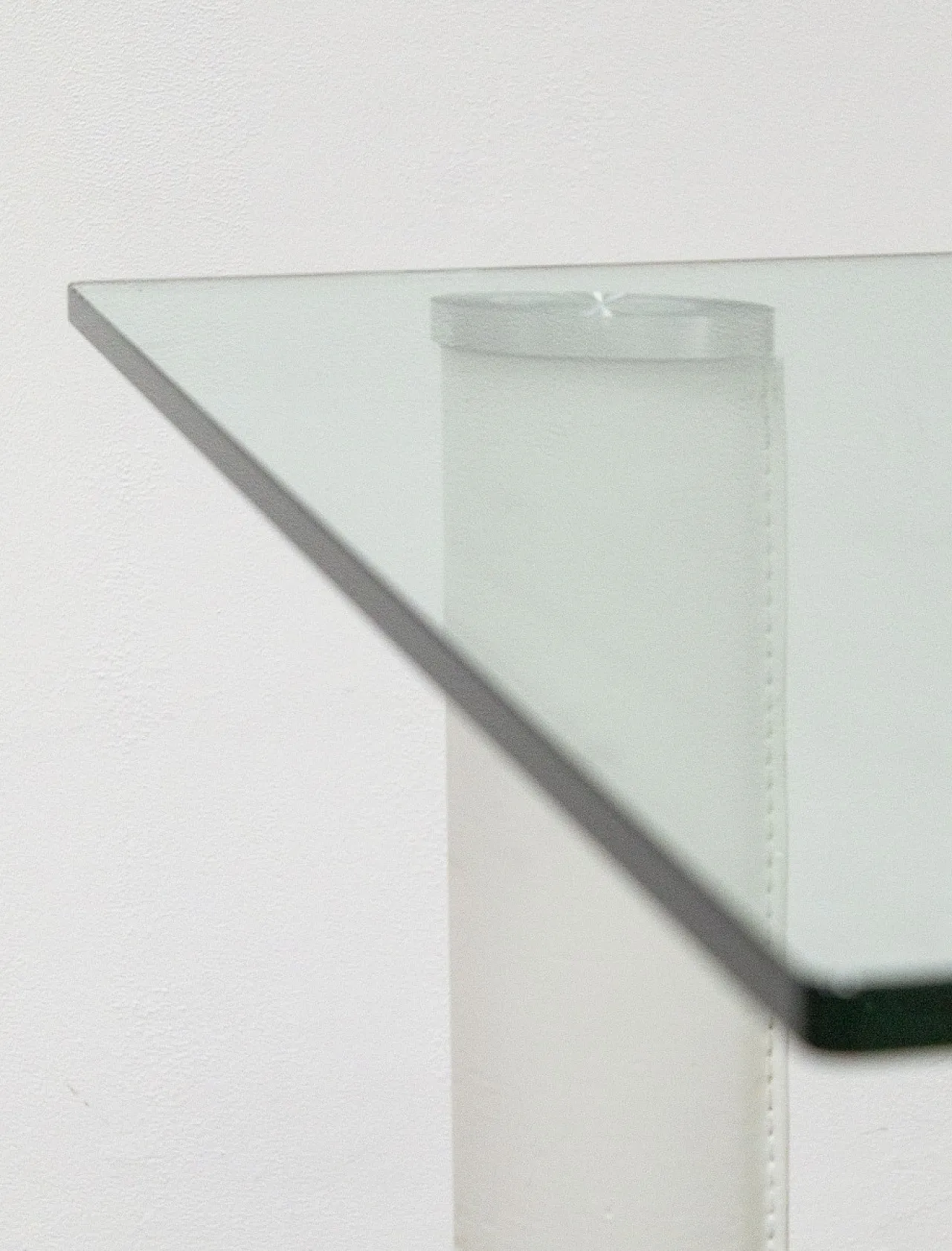 Hardened glass table with leather-covered metal legs, 20th century 3