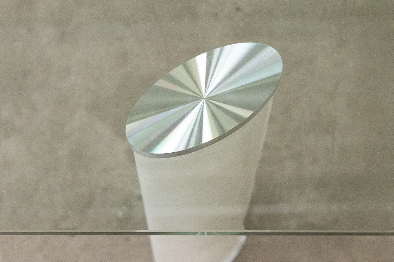 Hardened glass table with leather-covered metal legs, 20th century 5