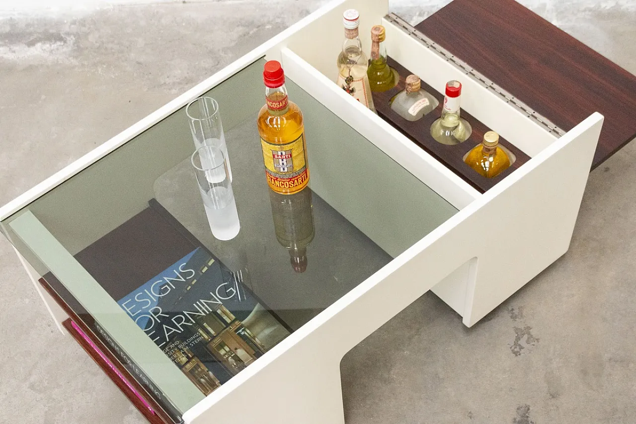 Smoked wood and glass coffee bar, 1970s 2