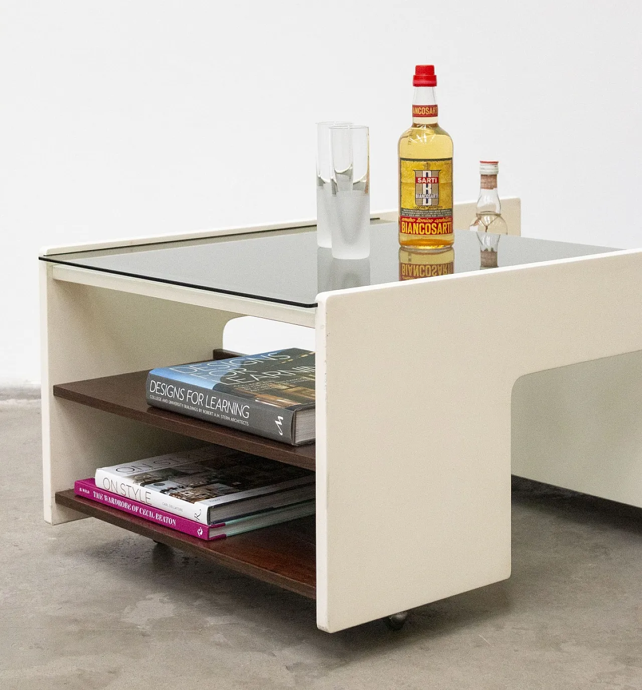 Smoked wood and glass coffee bar, 1970s 4