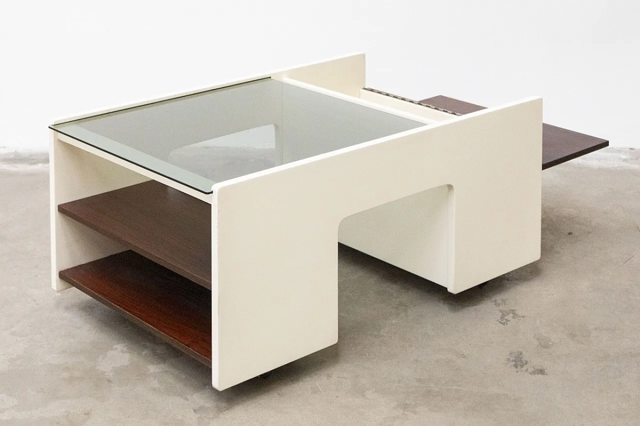 Smoked wood and glass coffee bar, 1970s 5