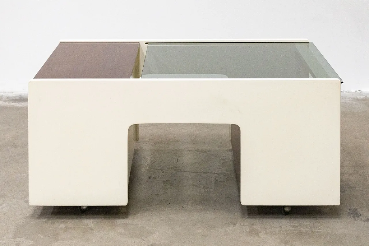 Smoked wood and glass coffee bar, 1970s 7