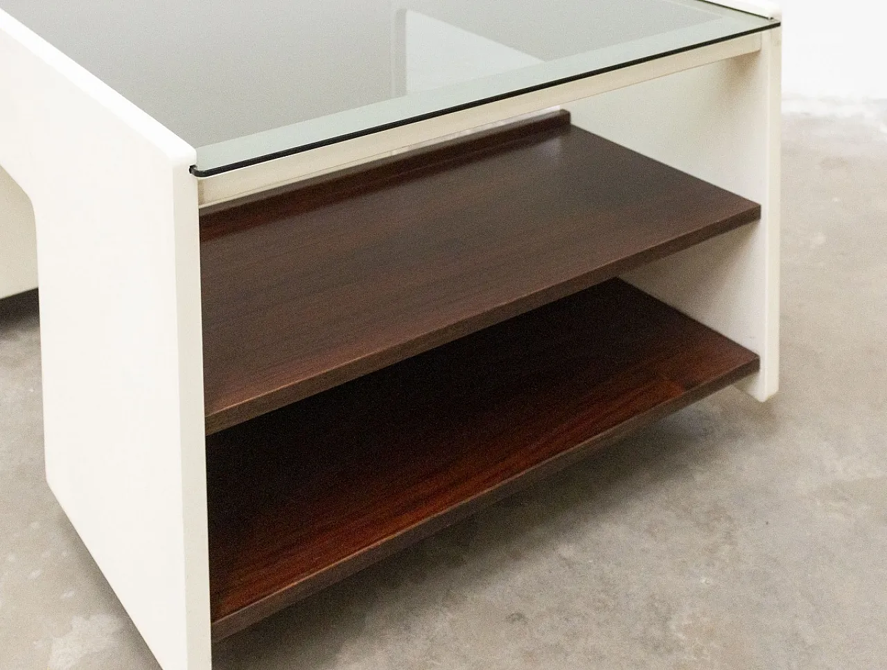 Smoked wood and glass coffee bar, 1970s 10