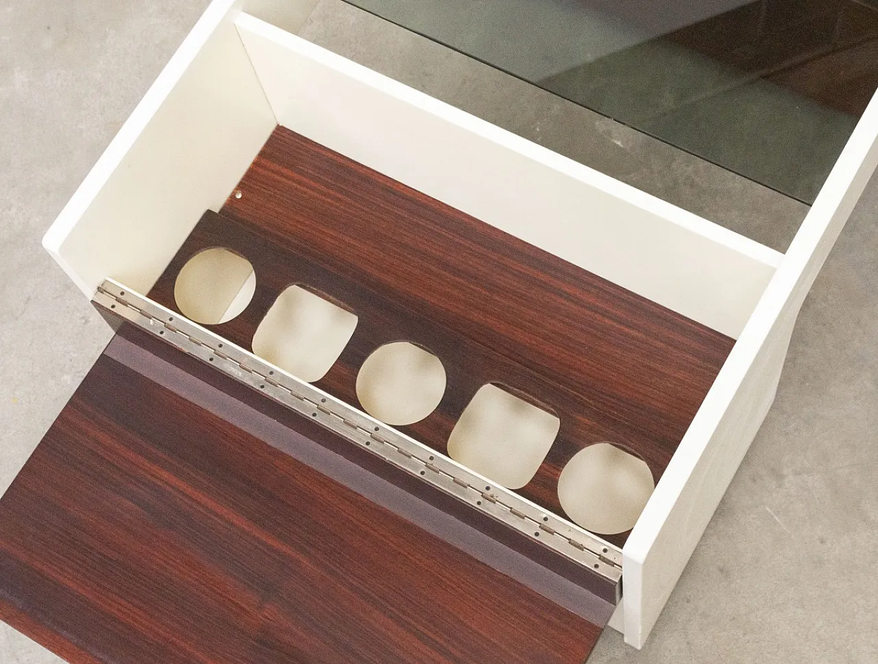 Smoked wood and glass coffee bar, 1970s 13