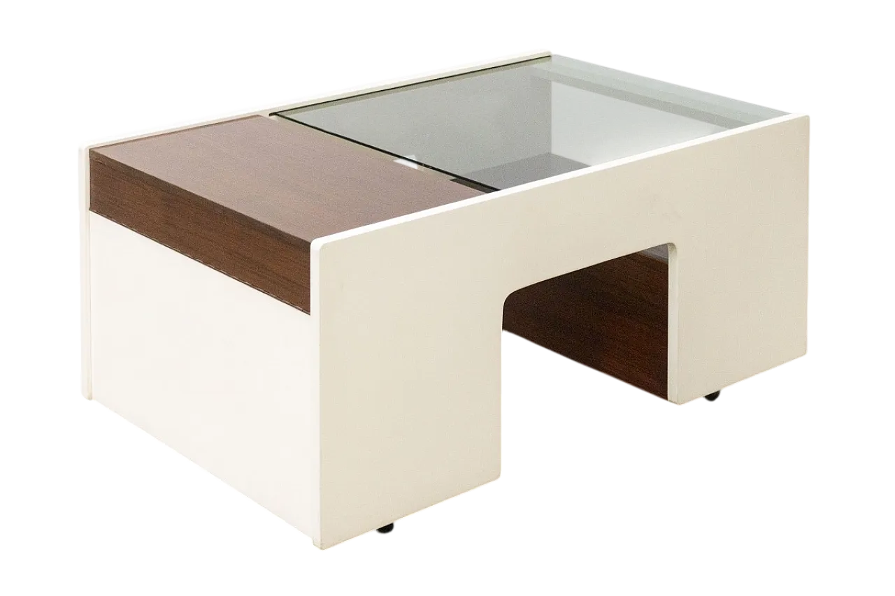 Smoked wood and glass coffee bar, 1970s 17