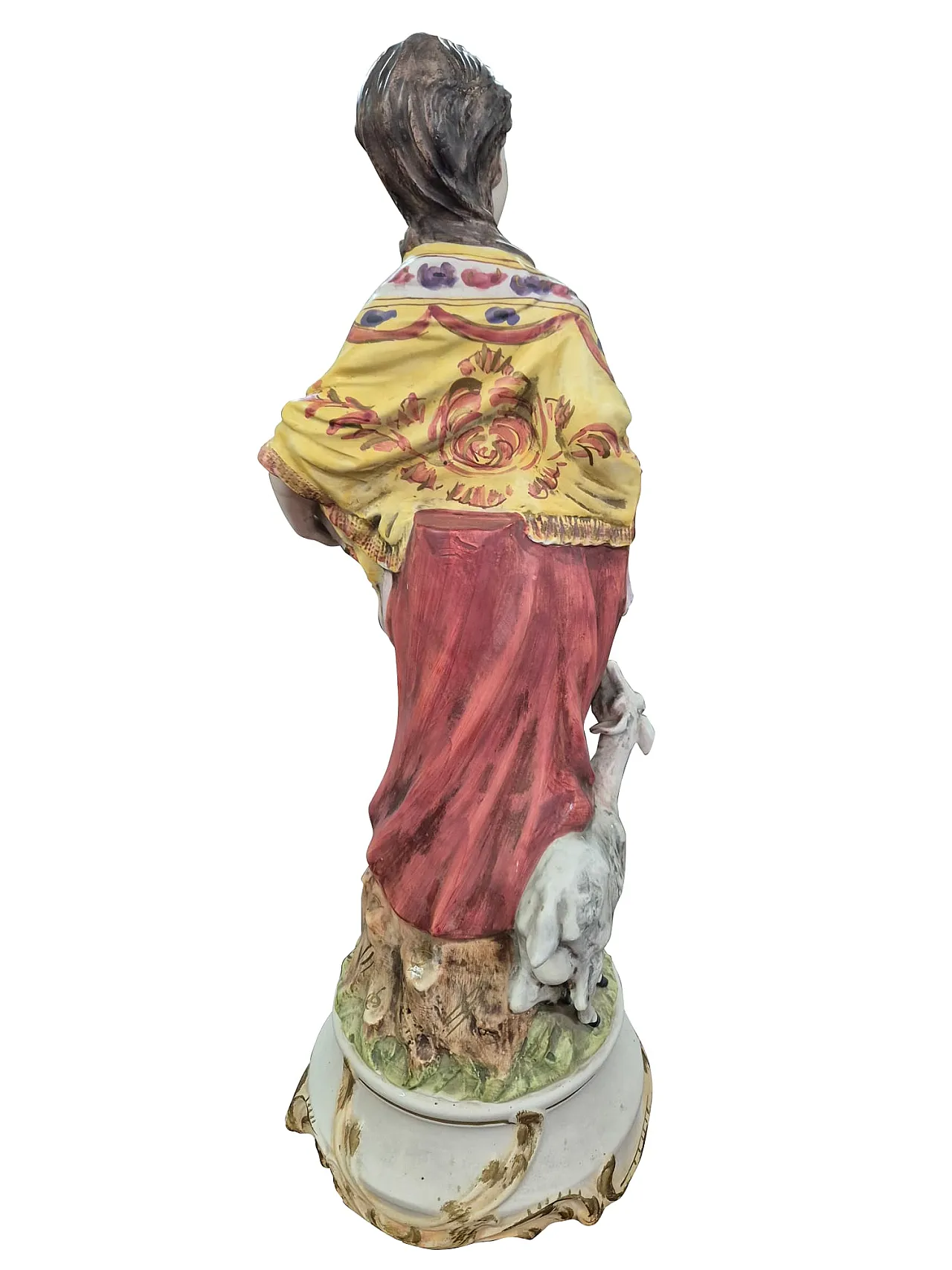 Scultura in porcellana di Giovane contadina con agnello, anni '70 5