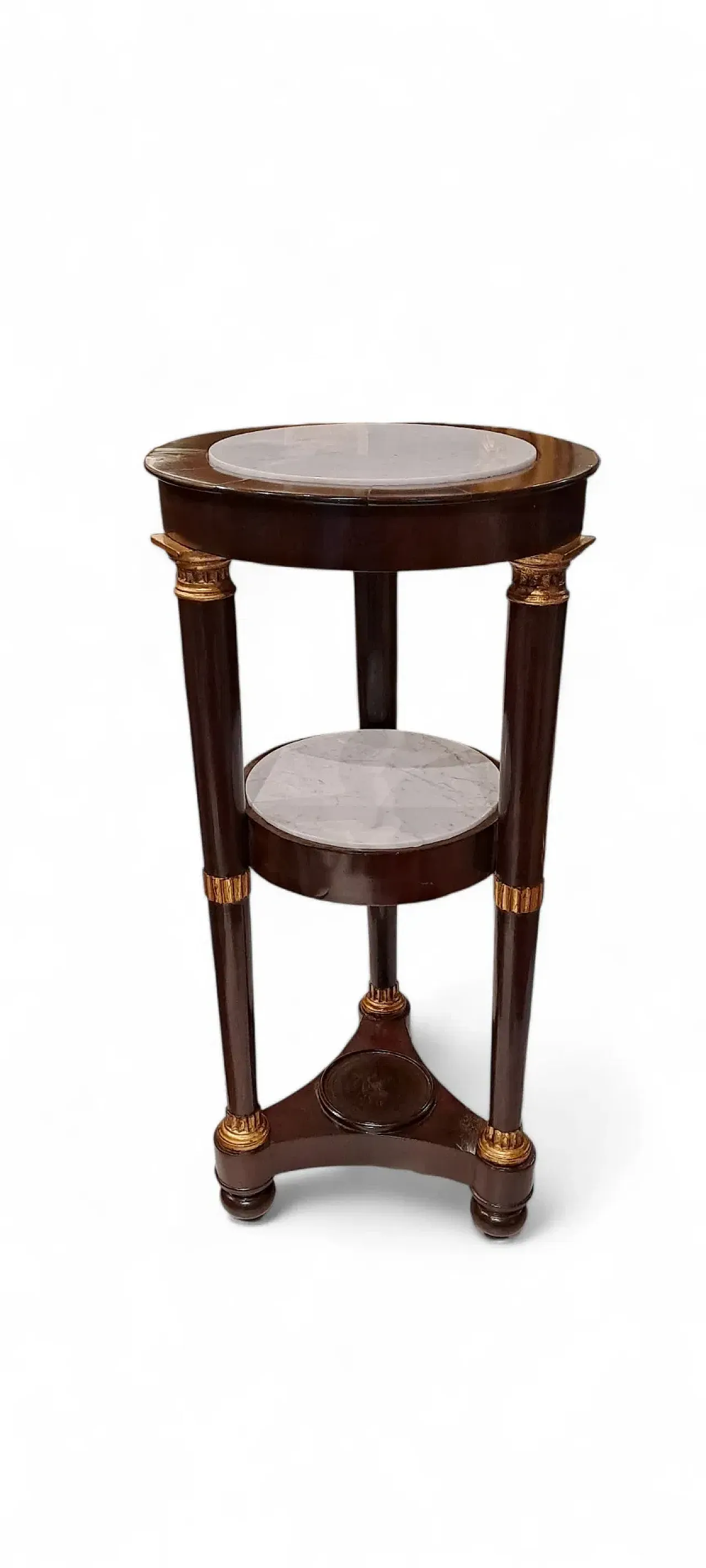Guéridon Impero in mogano e marmo bianco, '800 1