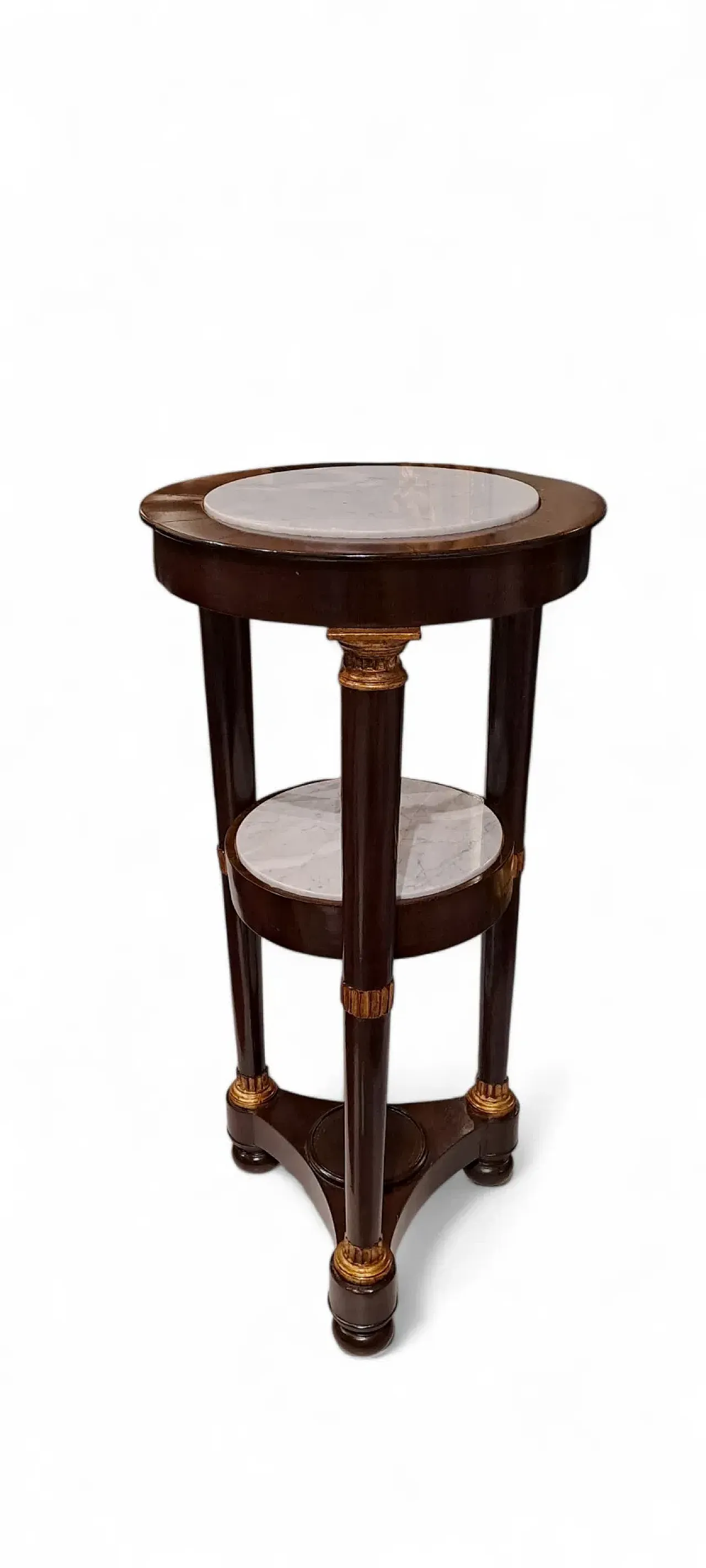 Guéridon Impero in mogano e marmo bianco, '800 2