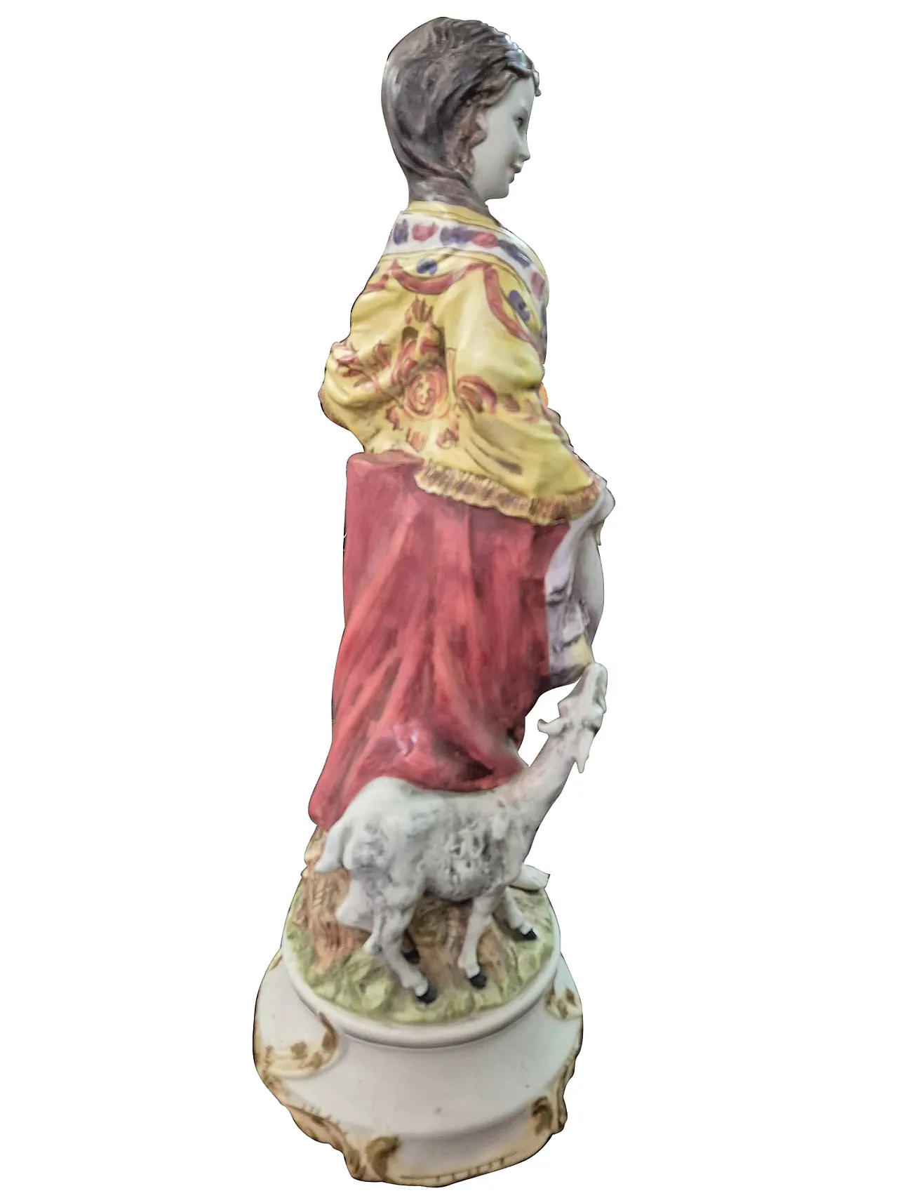 Scultura in porcellana di Giovane contadina con agnello, anni '70 9