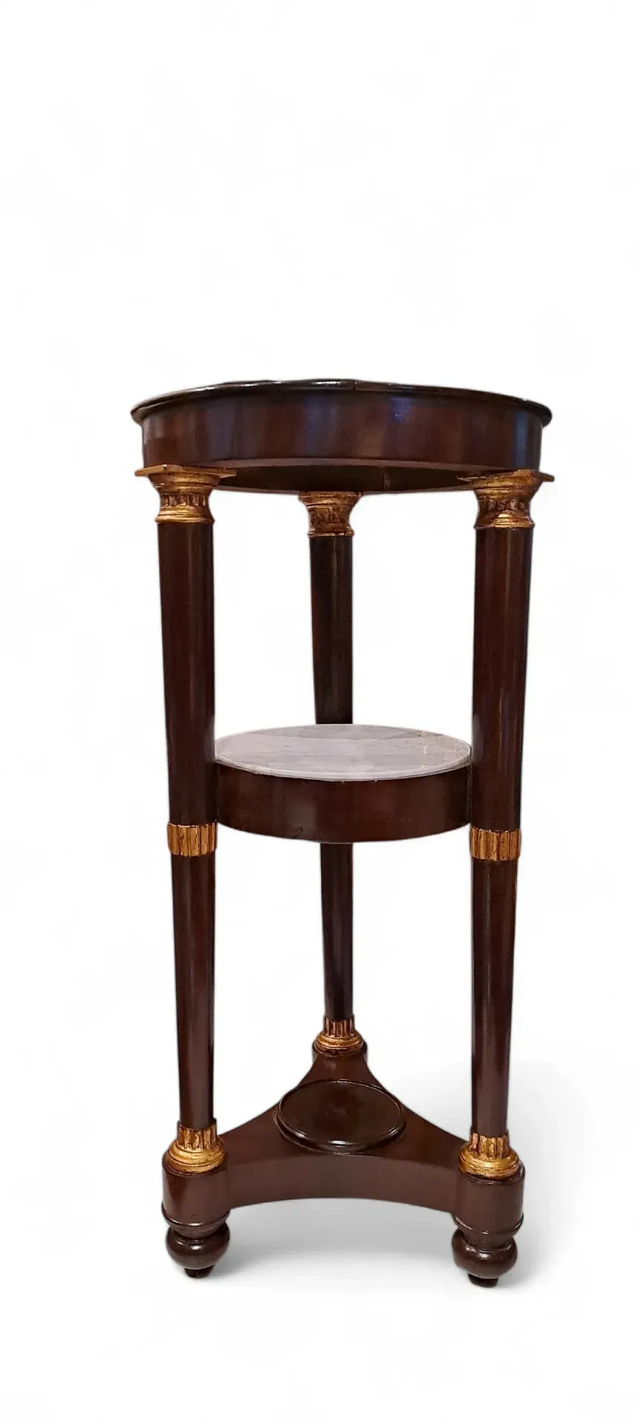 Guéridon Impero in mogano e marmo bianco, '800 3