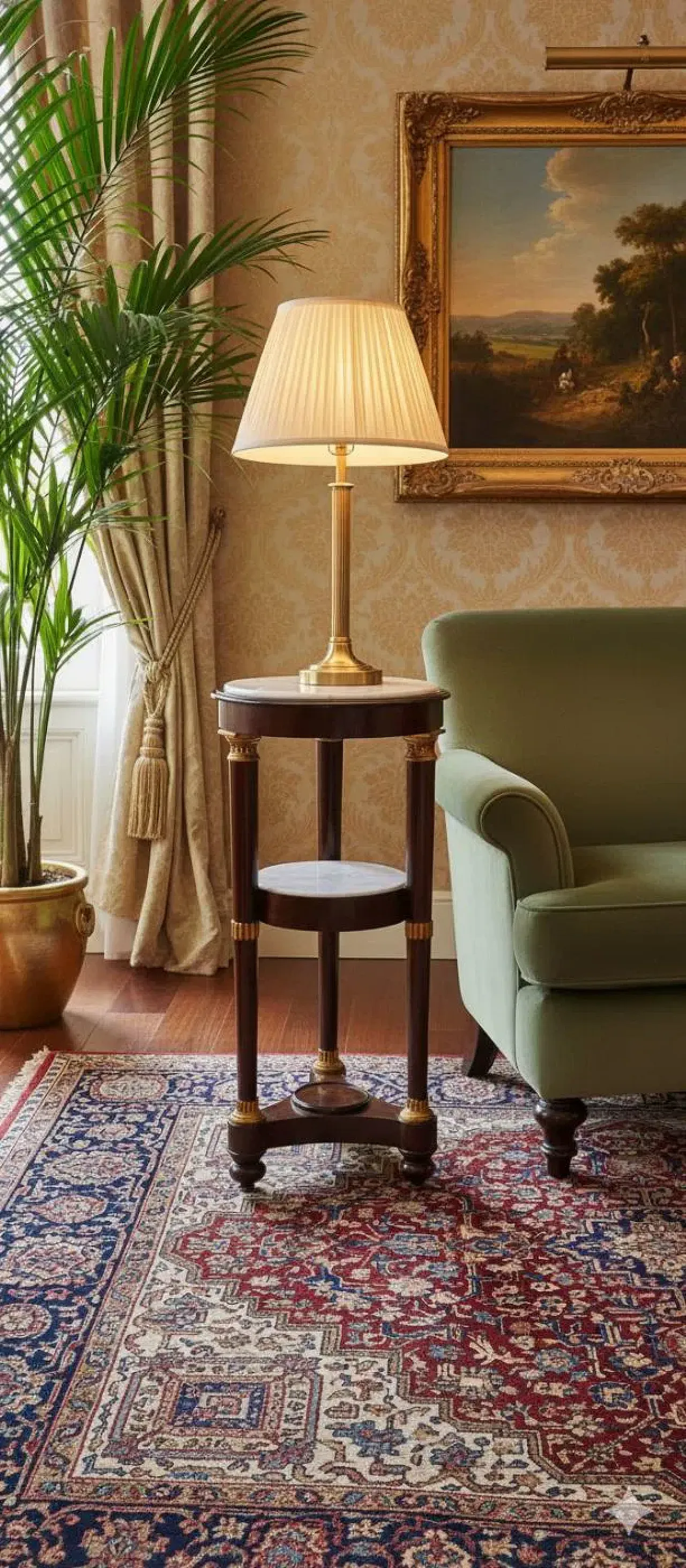 Guéridon Impero in mogano e marmo bianco, '800 10