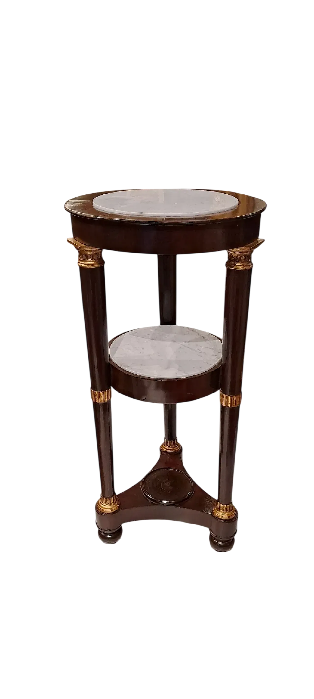 Guéridon Impero in mogano e marmo bianco, '800 11