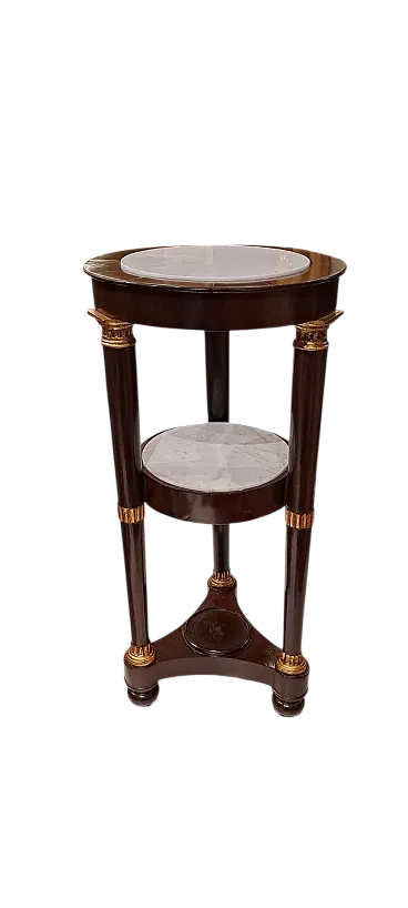 Guéridon Impero in mogano e marmo bianco, '800