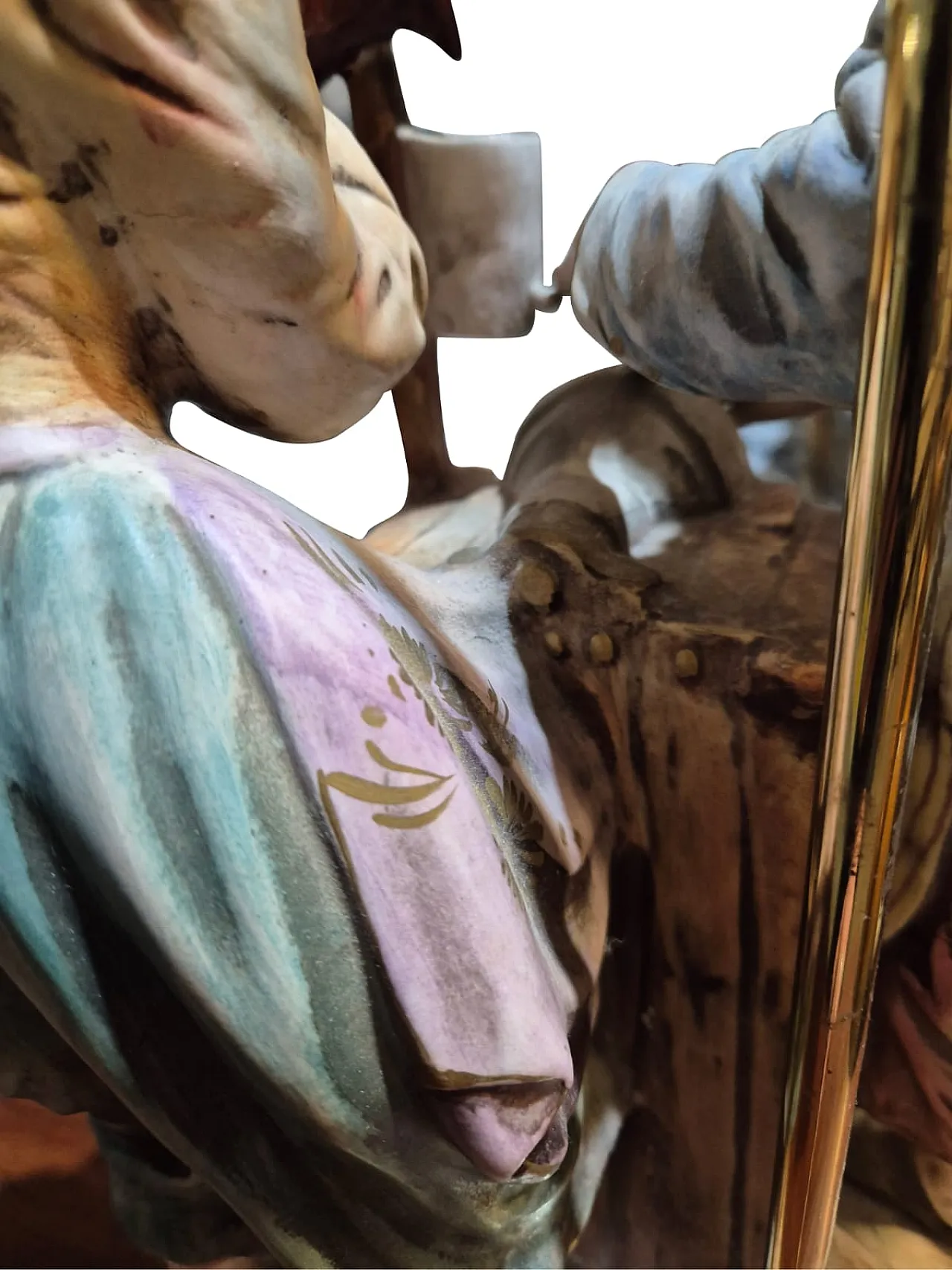 Lampada in porcellana di Capodimonte con scena pastorale, anni '70 5