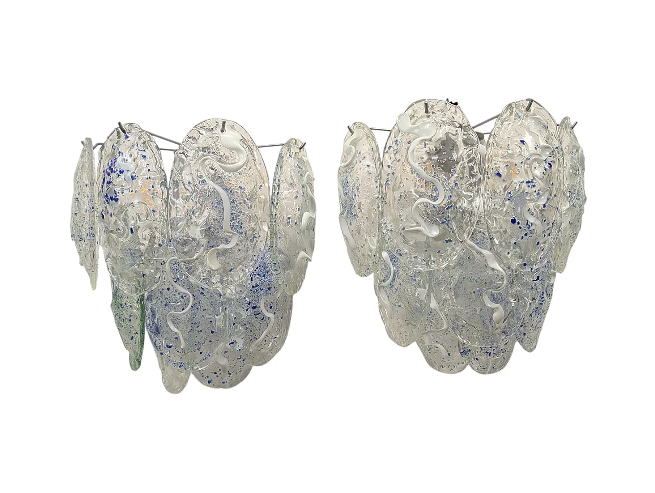 Pair of wall lights with Murano glass stems, 1970s 2