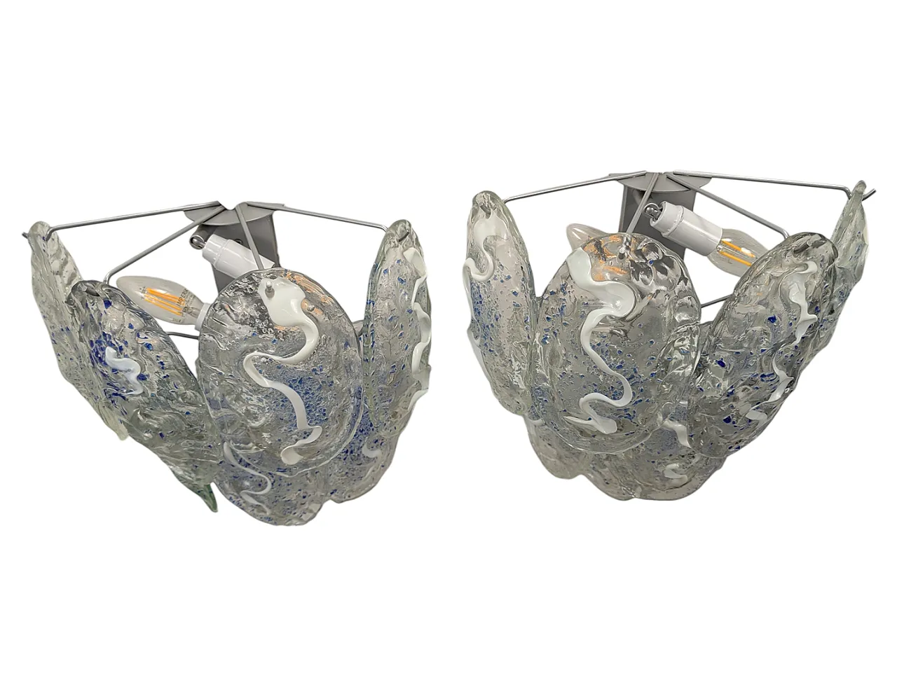 Pair of wall lights with Murano glass stems, 1970s 4